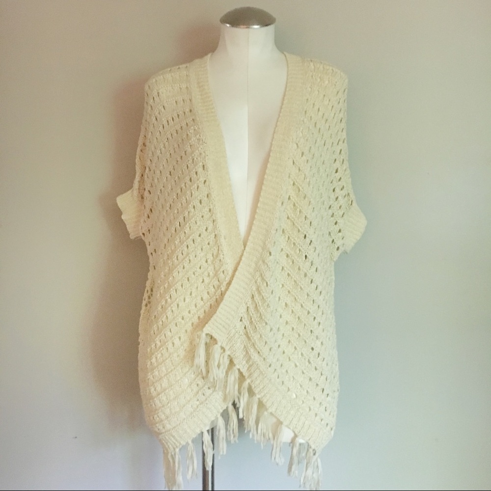 Braeve Oversized Openwork Fringe Cardigan